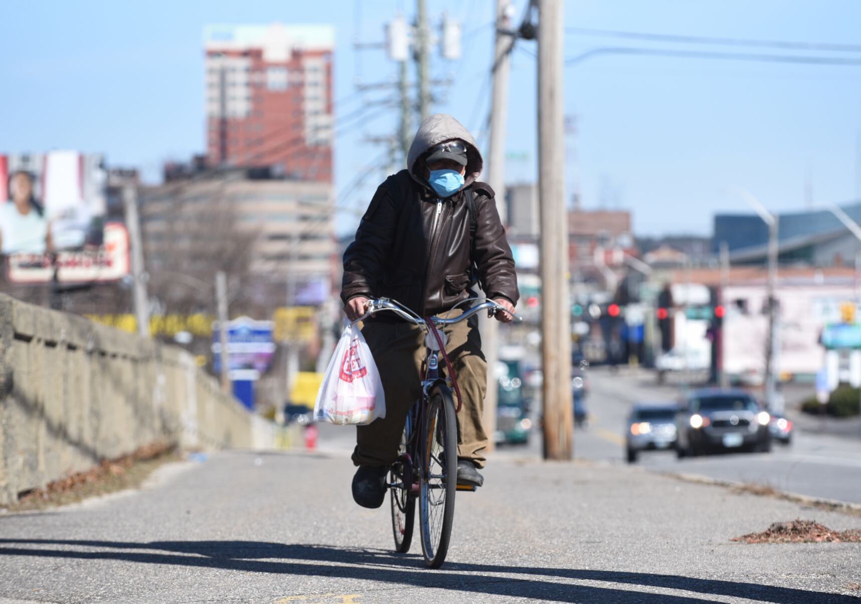 Hector Rivera of Manchester pedals home